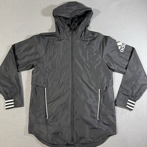 Adidas Men's Own The Run Hooded Windbreaker Jacket Black Size Medium